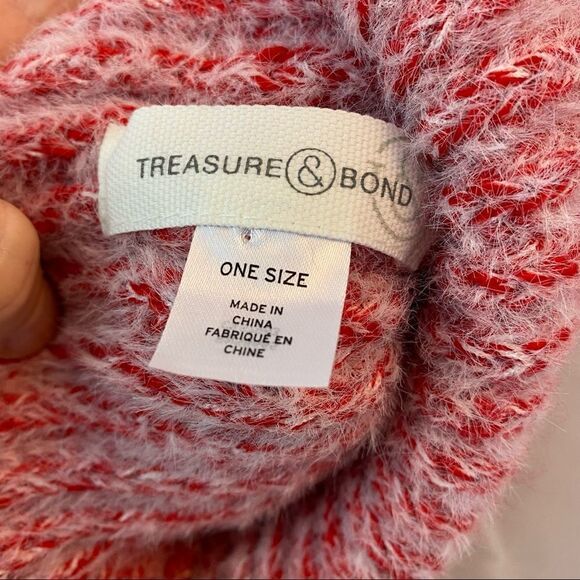 Treasure & Bond Hat Red Combo Cuffed Beanie Knit Casual Unisex Cozy Trendy Cute - Picture 5 of 6
